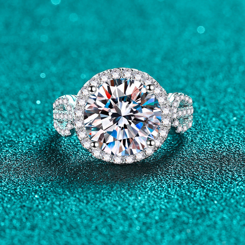 Women's Sier Karat Round Bag Moissanite Elegant Rings