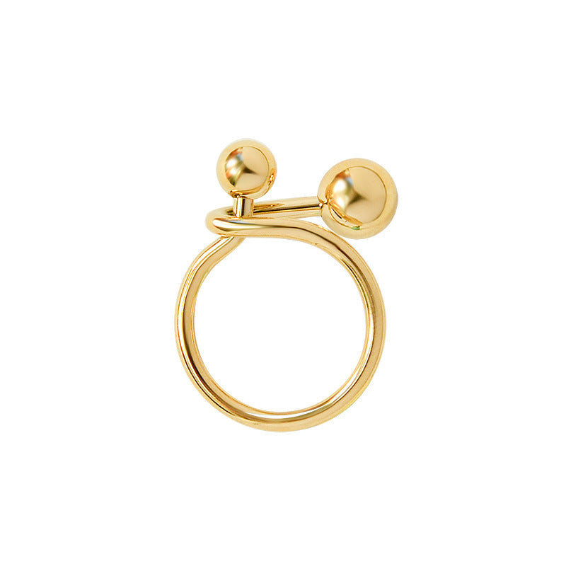 Creative Line Art Double Round Ball Rings