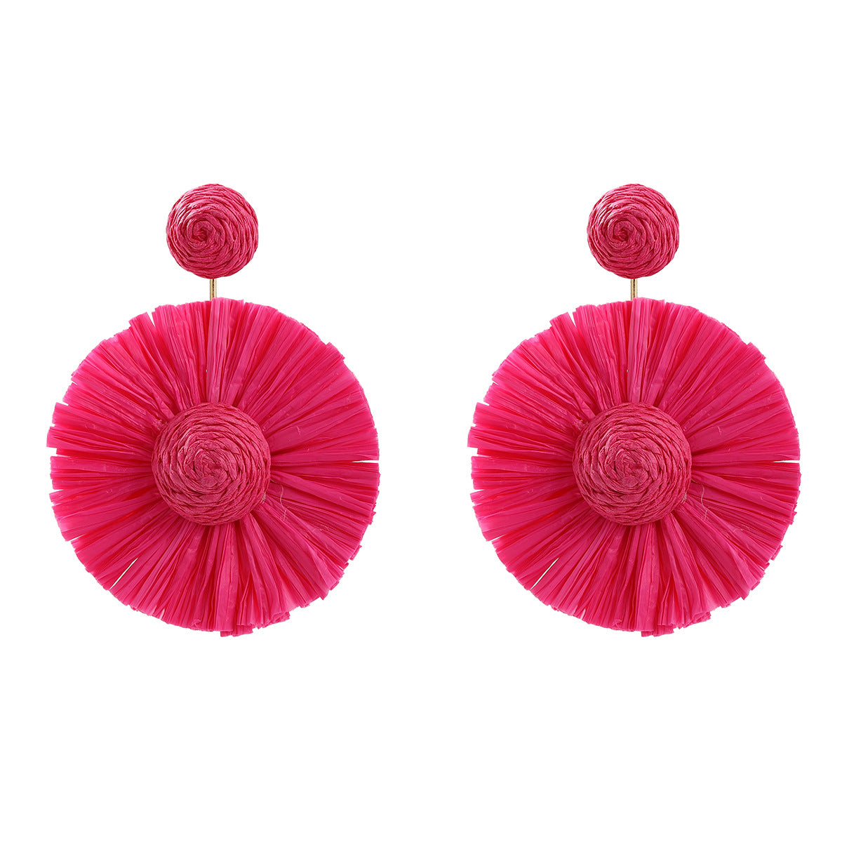 Women's Raffia Round Flower Woven Bohemian Eardrops Earrings