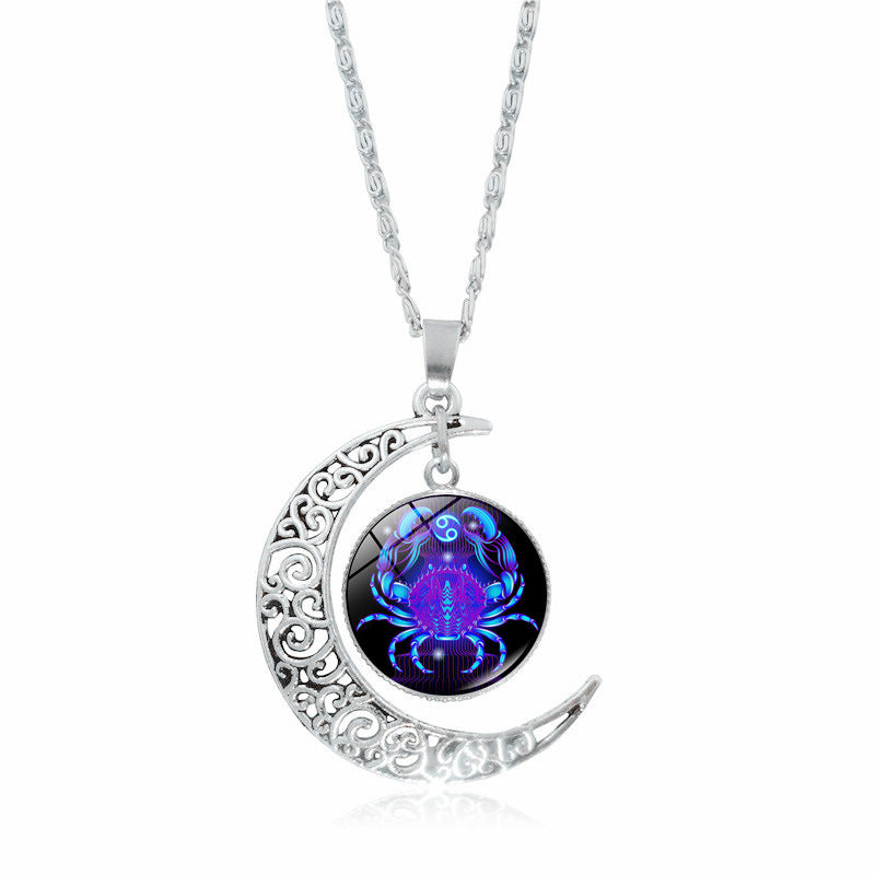 Constellation Zodiac Time Stone Moon Glass Necklaces