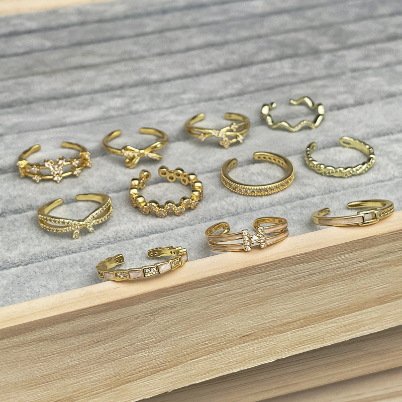 Small French Style Temperament Line Open Female Cold Sweet Rings