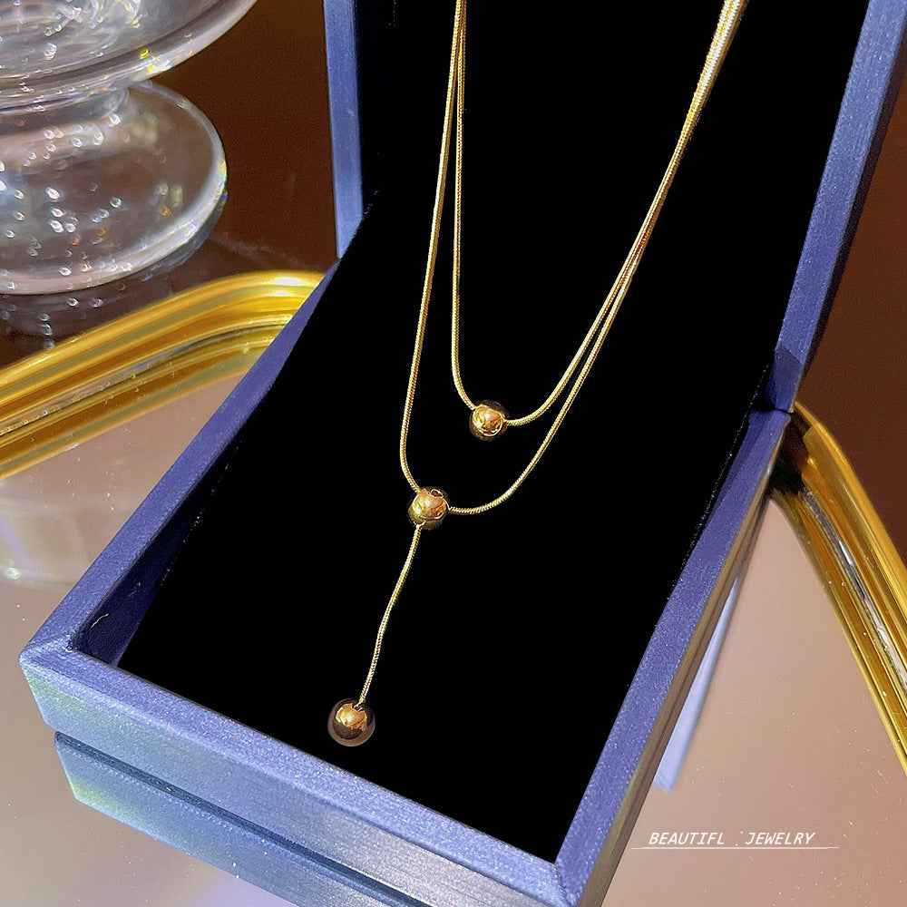 Women's Bow Zircon Clavicle Chain Titanium Steel Necklaces