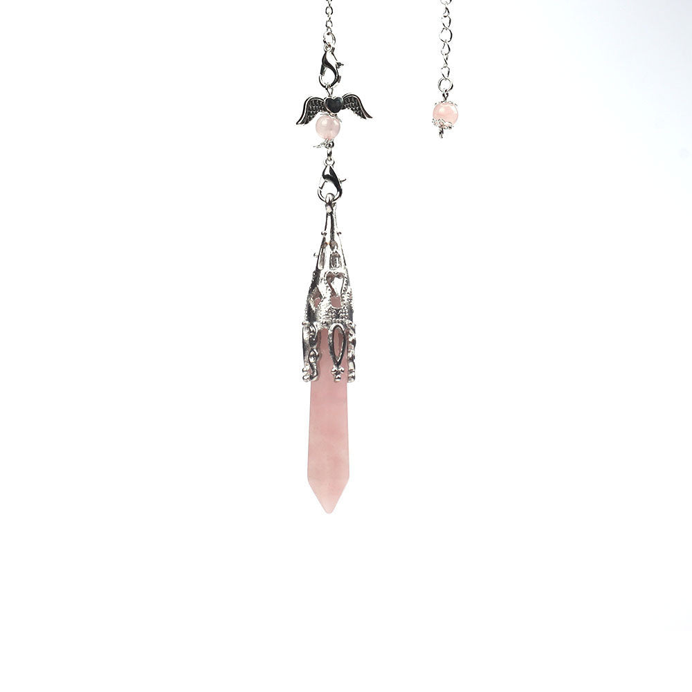 Chain Amethyst Hexagon Prism Natural Stone Crystal Pendants