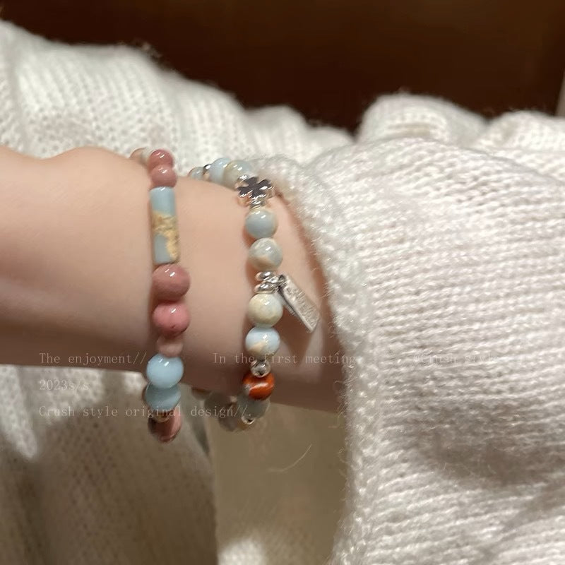 Contrast Color Stone Beaded Female Summer Niche Design Bracelets