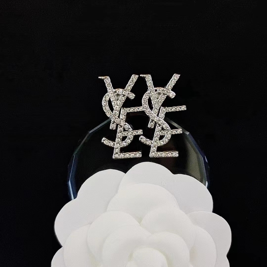 Women's & Men's Quality Collection Trending Rhinestone Letters Sier Earrings
