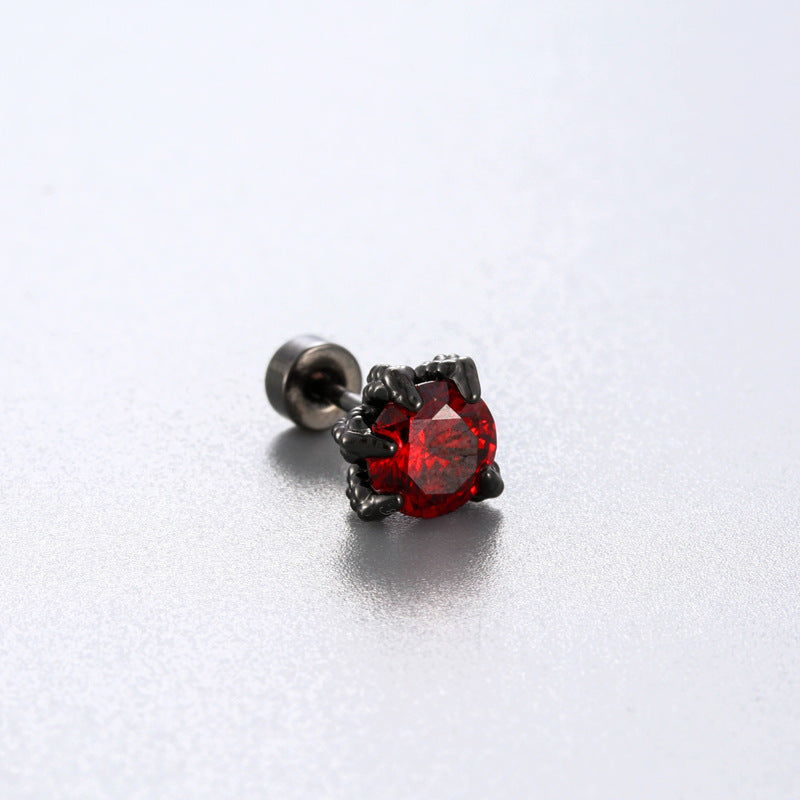 Sea Blue Zircon Couple Ear Bone Pin Titanium Earrings