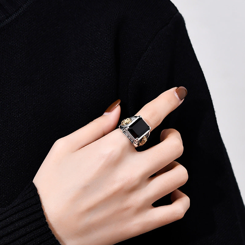 Men's Gold Fashionable Agate Stone Power Style Rings