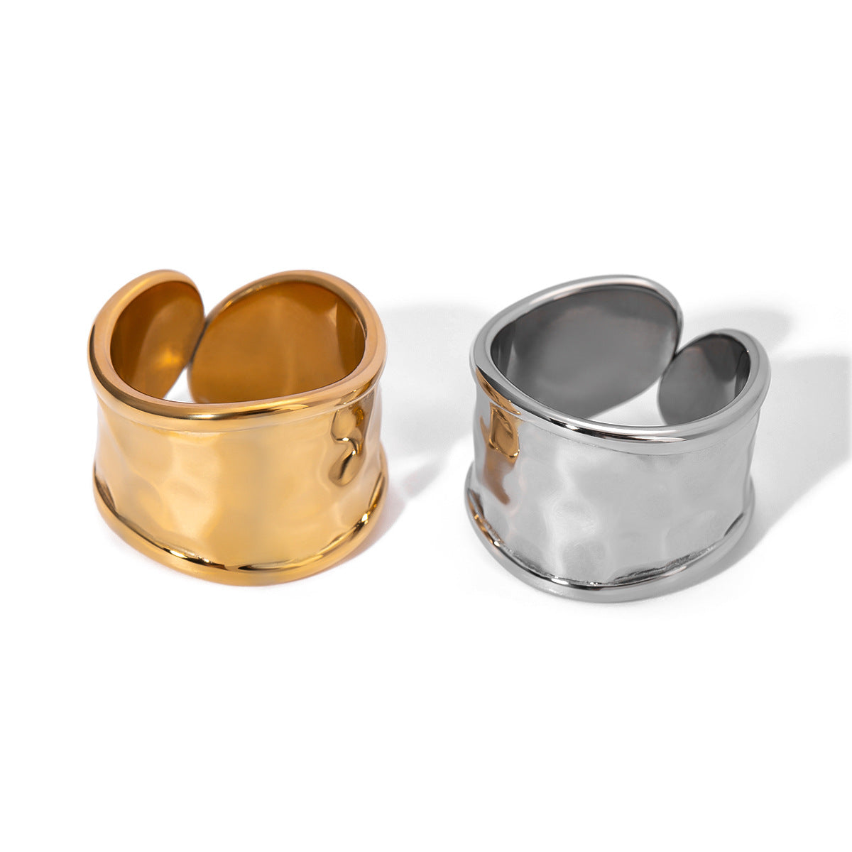 Stainless Steel Unique Niche Design Hammered Rings