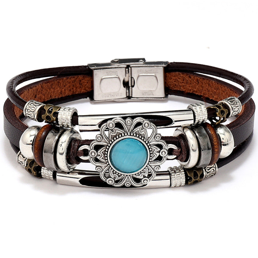 Retro Ethnic Style Turquoise Cat's Eye Bracelets