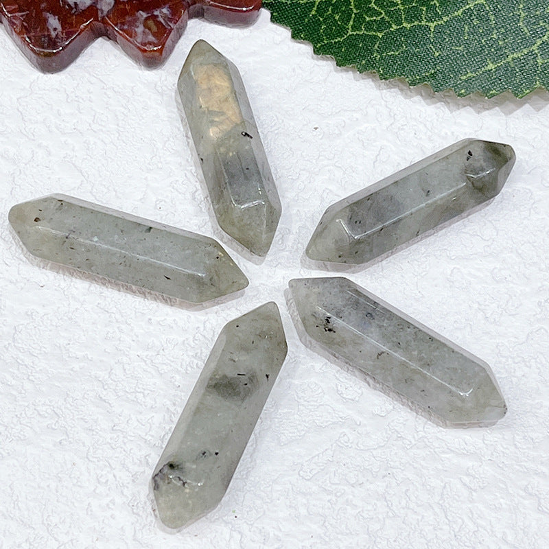 Stone Crystal Bullet Double Pointed Hexagon Prism Pendants