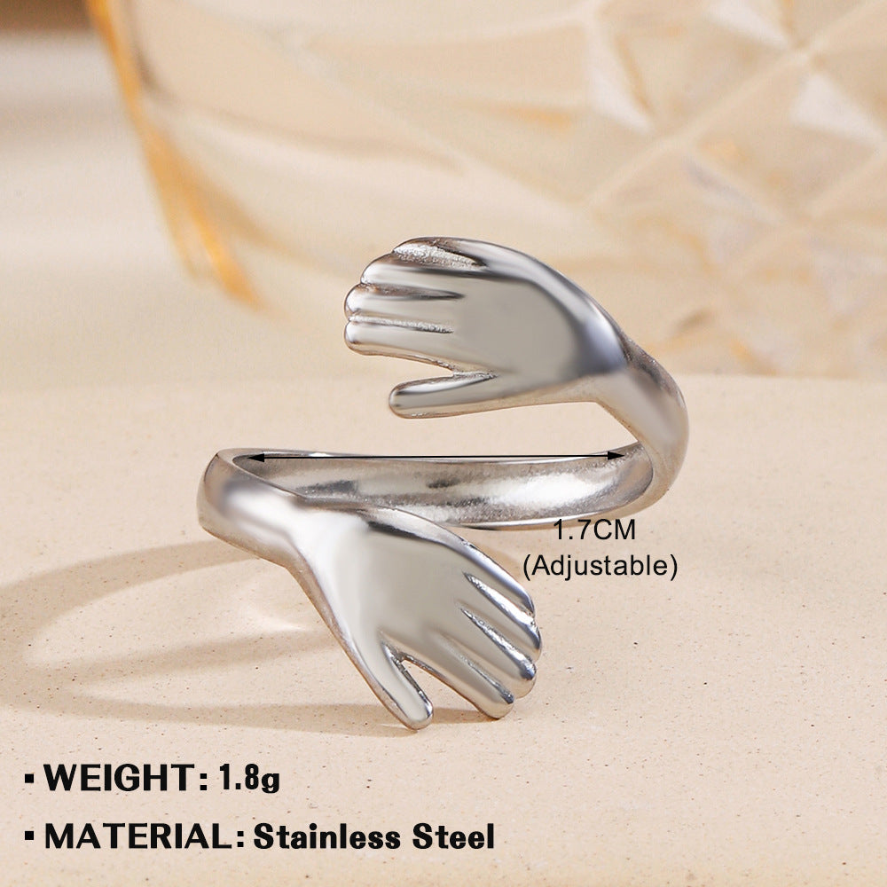 Pattern Heart-shaped Open Female Personality Wide Face Rings