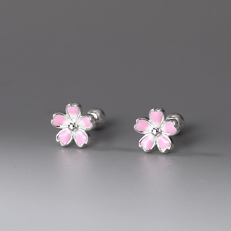 Sier Small Flower Ear Young Personalized Fresh Earrings