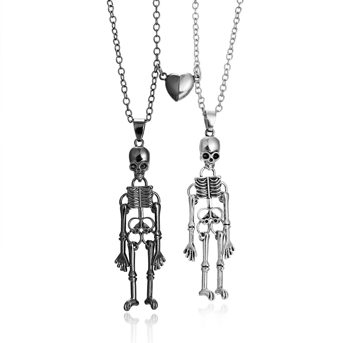 Vintage Skull Ghost Hand In Couple Necklaces