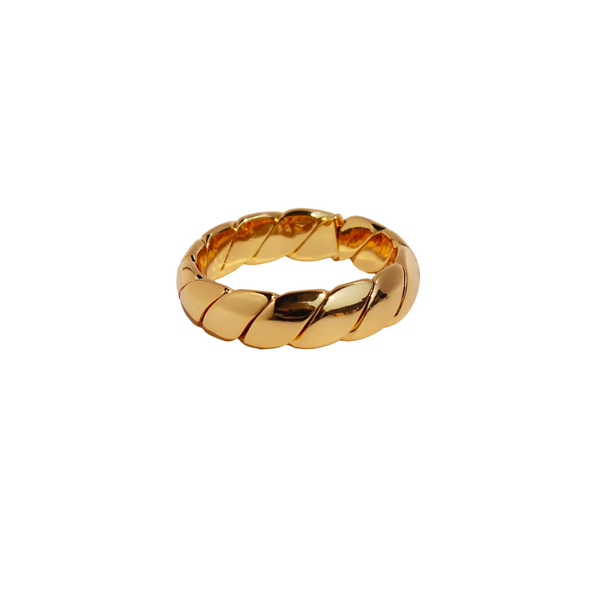 Women's & Men's Real Gold Wave Twill Line Open Rings