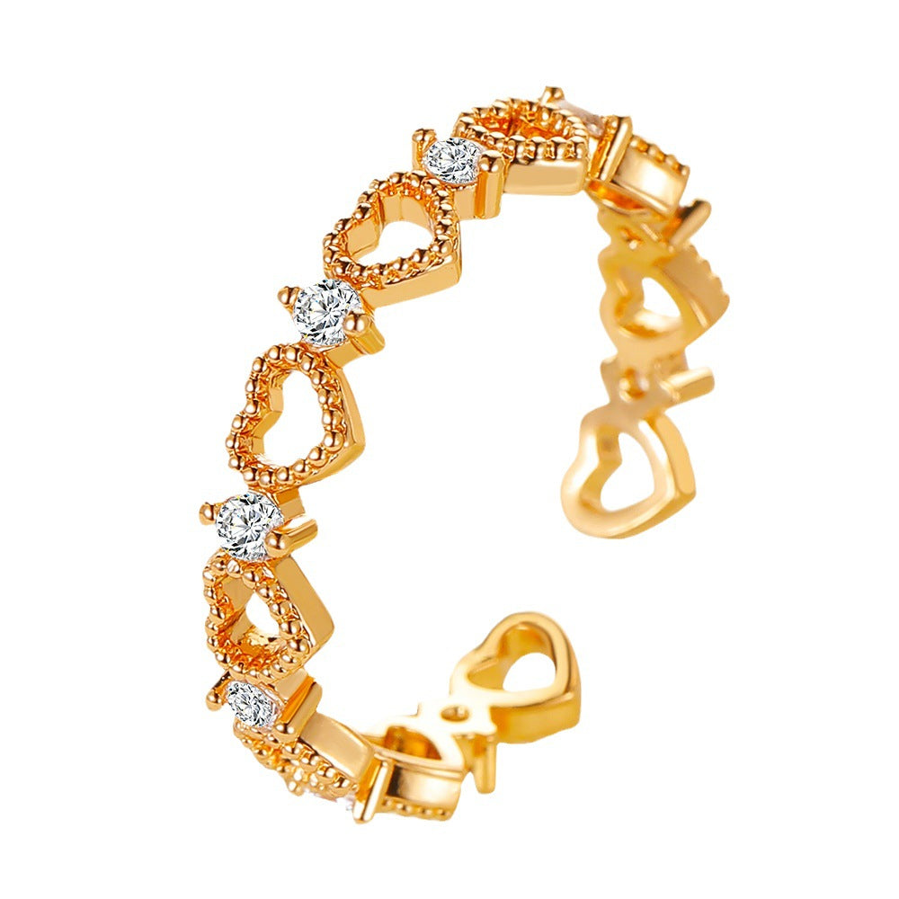Children's Heart-shaped Light Extravagant Love Heart Open Personality Fashion Design Rings