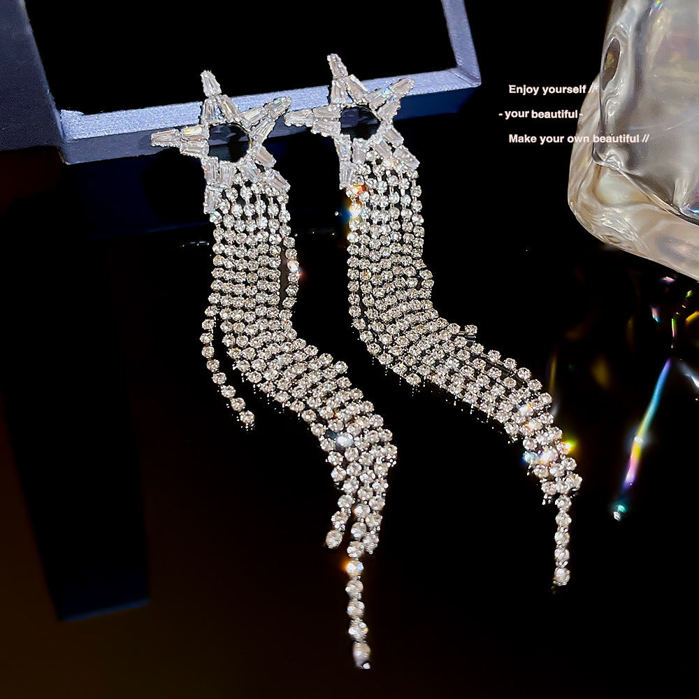 Women's Zircon Tassel High-grade Light Luxury Delicate Earrings