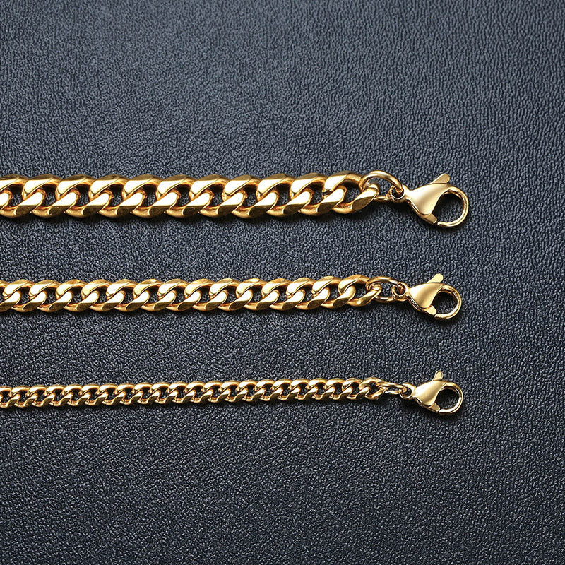 Women's Six-sided Grinding Chain Cuban Link Twin Gold Rings