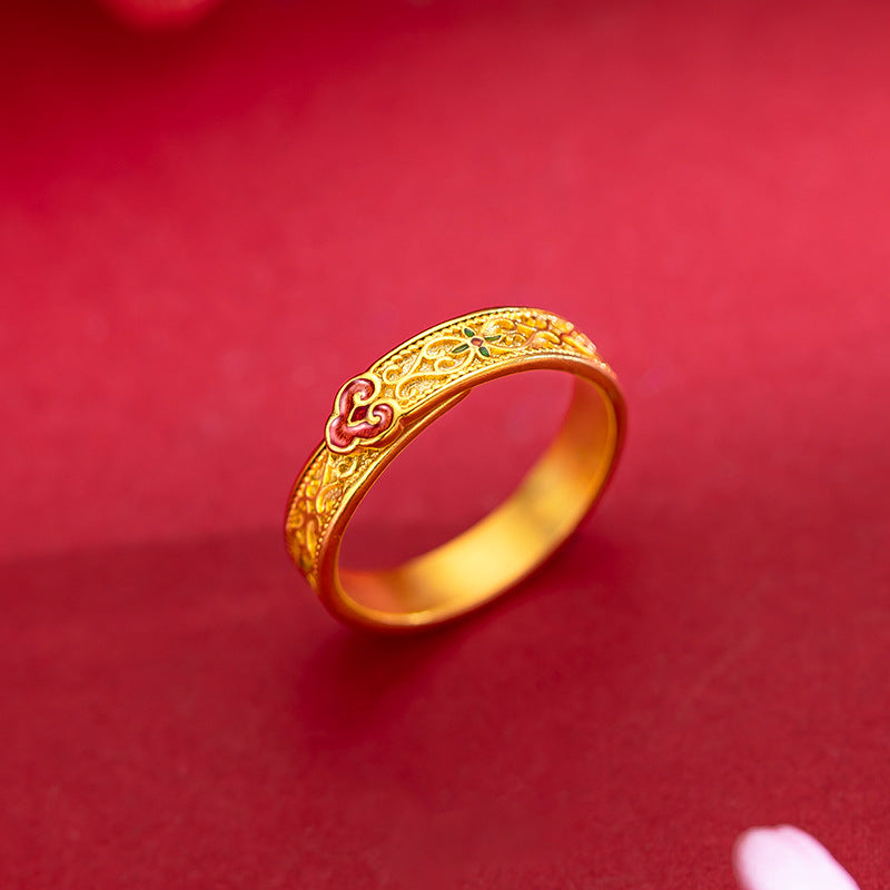 Women's & Men's Gold Vintage Ethnic Style Enamel National Rings