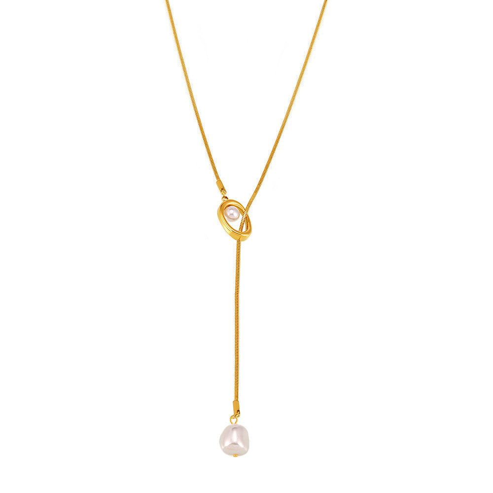 Women's Imitation Pearl Long Pull Sweater Chain Necklaces