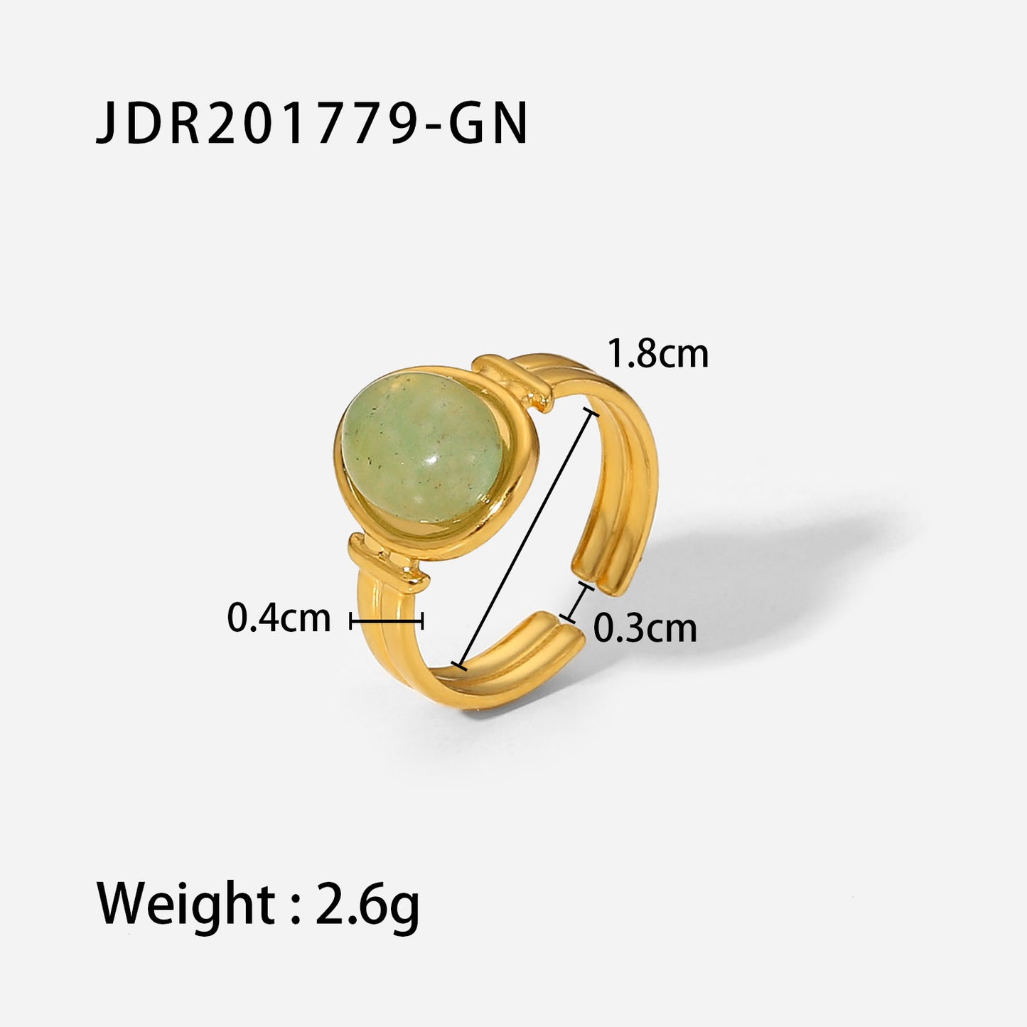 French Retro Stainless Steel Open Natural Stone Drop Rings