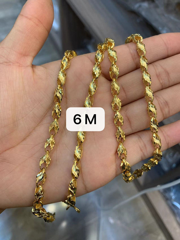 Men's Gold Hexagonal Sweater Chain Brass Vacuum Necklaces