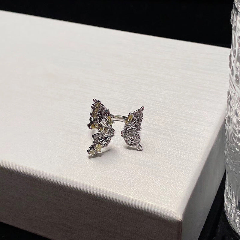 Painting Niche Butterfly Series Drip Open Rings