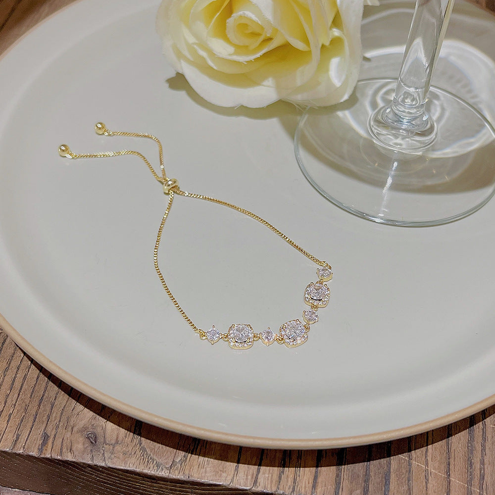 Style Elegant Copper Inlaid Zircon Female Summer Niche Design Bracelets