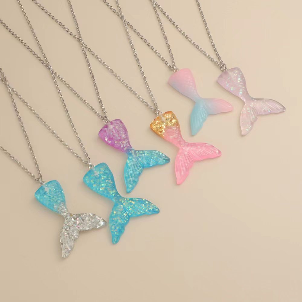 Color Mermaid Wax Rope Yarn Stainless Necklaces