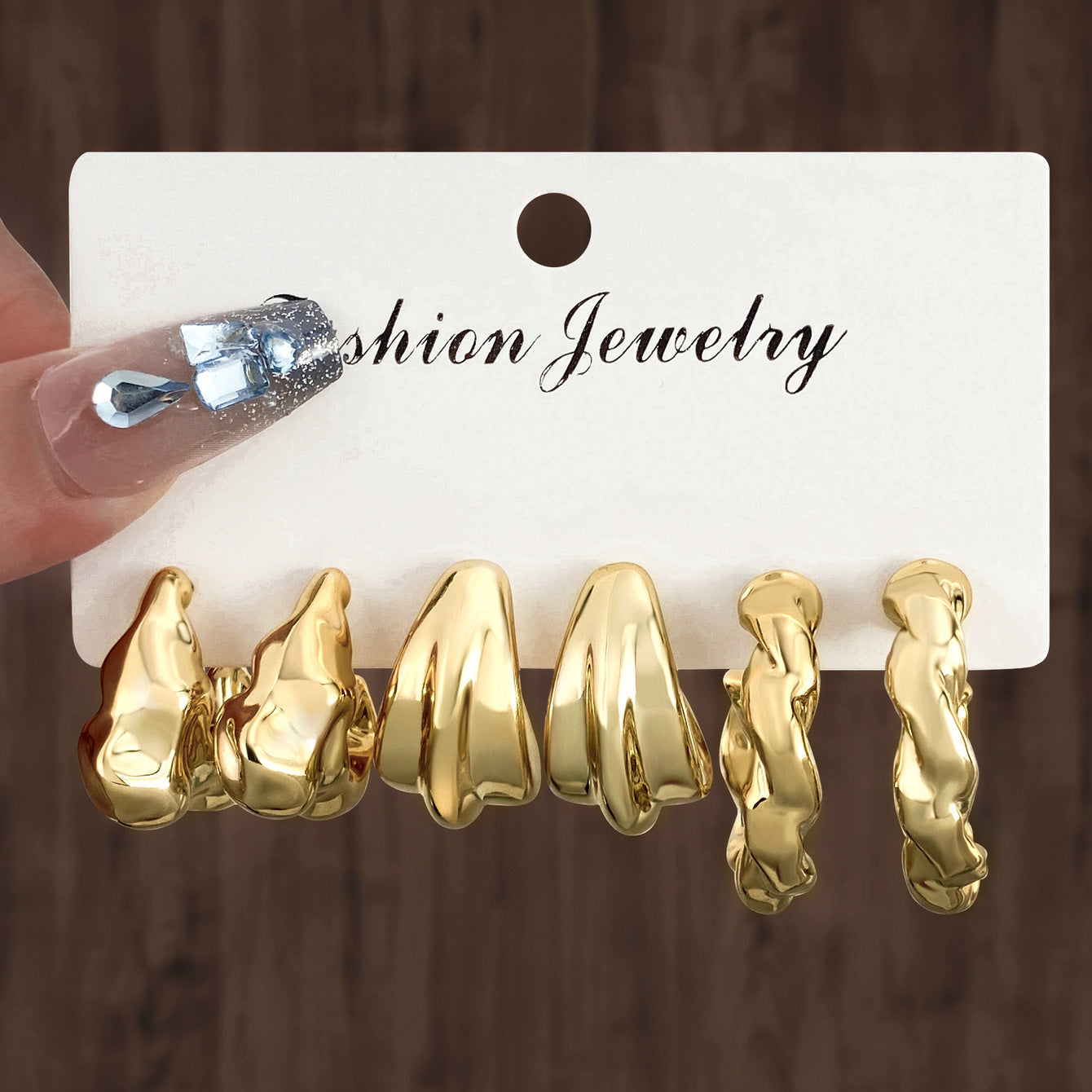Golden Personality Water Drop Creative Complex Earrings