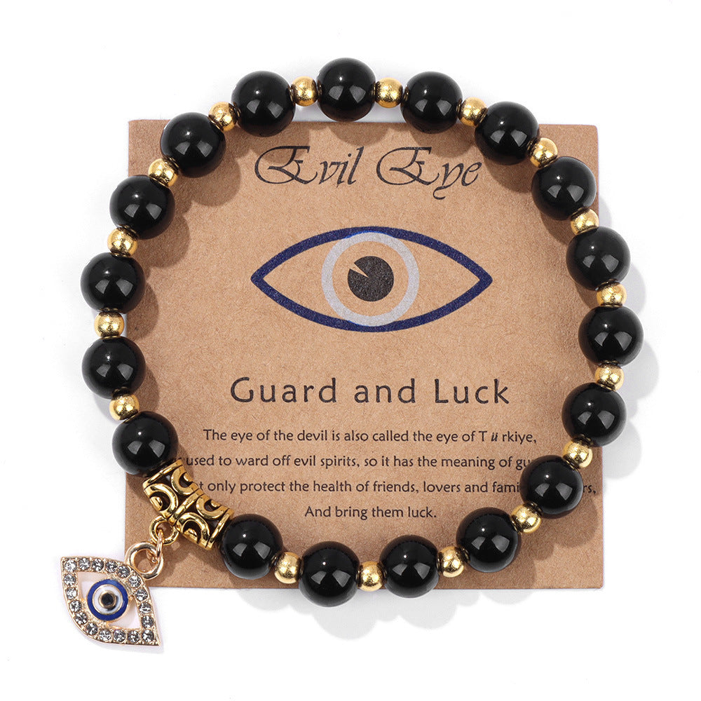 Women's Diamond Eye Elbow Gold Spacer Beads Bracelets