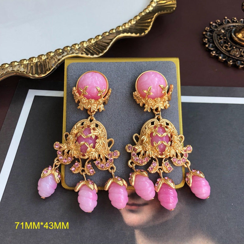 Pink Ear Clip Electroplated Real Gold Earrings