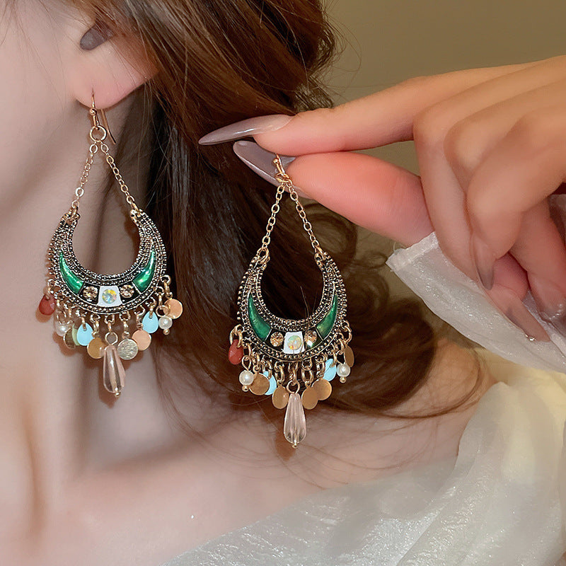 Sier Needle Ethnic Style Artificial Crystal Rings
