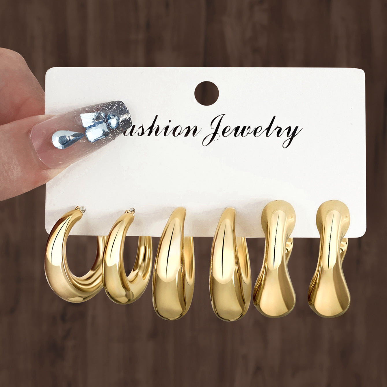Golden Personality Water Drop Creative Complex Earrings