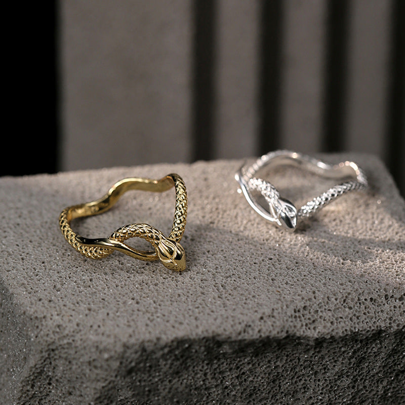 Niche Chinese Ancient Style Golden Snake Rings