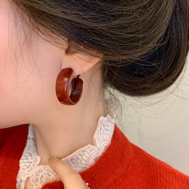 Women's Pinched Vintage Red Width Eardrop High-grade Ear Earrings