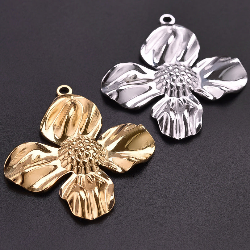 Stainless Steel Fashion Flower Parts Versatile Pendants