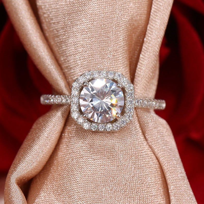 Couple Diamond Flash Simulation Wedding Adjustable Rings