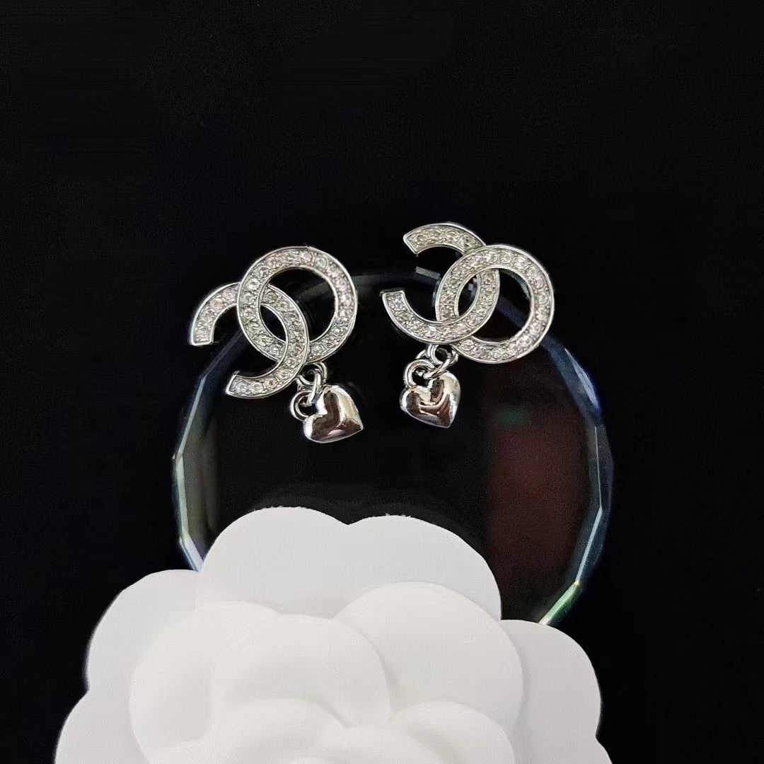 Women's & Men's Quality Collection Trending Rhinestone Letters Sier Earrings