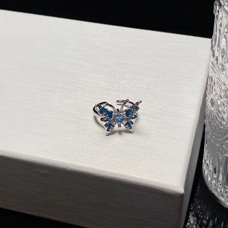 Painting Niche Butterfly Series Drip Open Rings