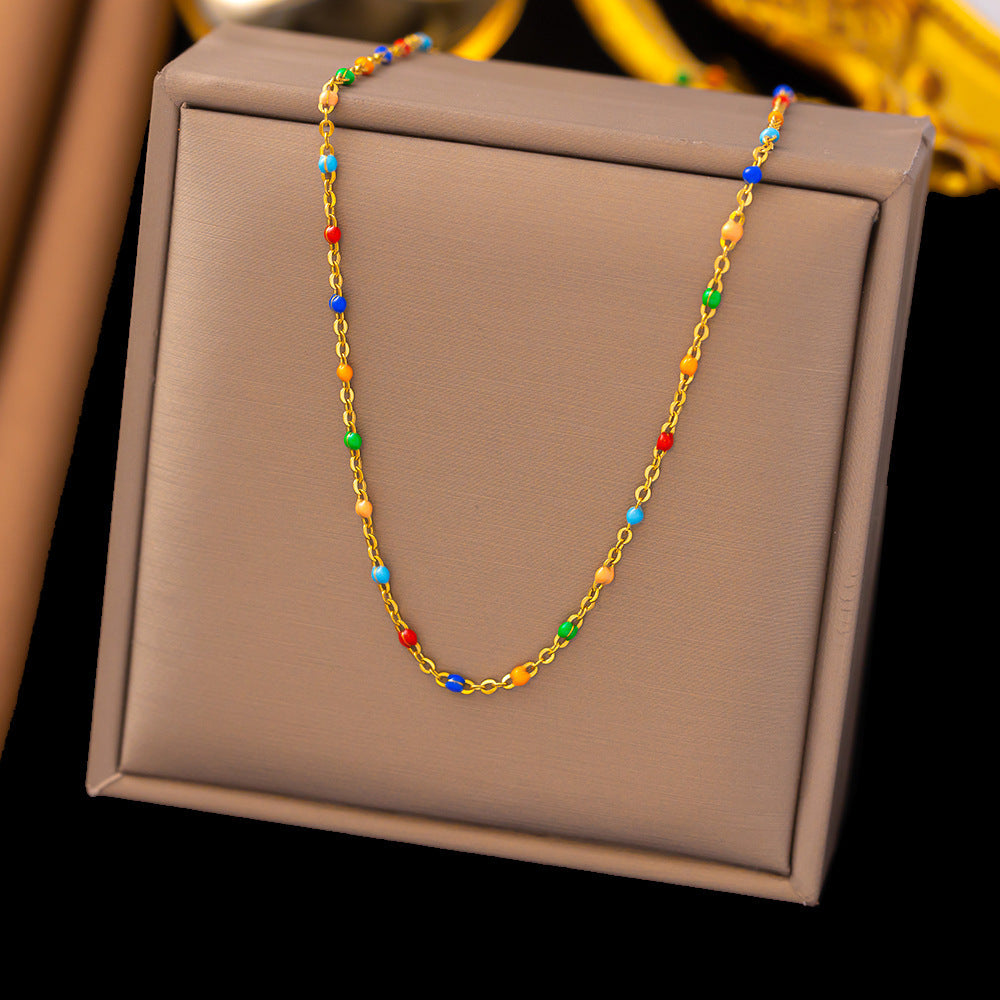 Women's Butterfly Bead Love Plane Rose Letter Square Necklaces
