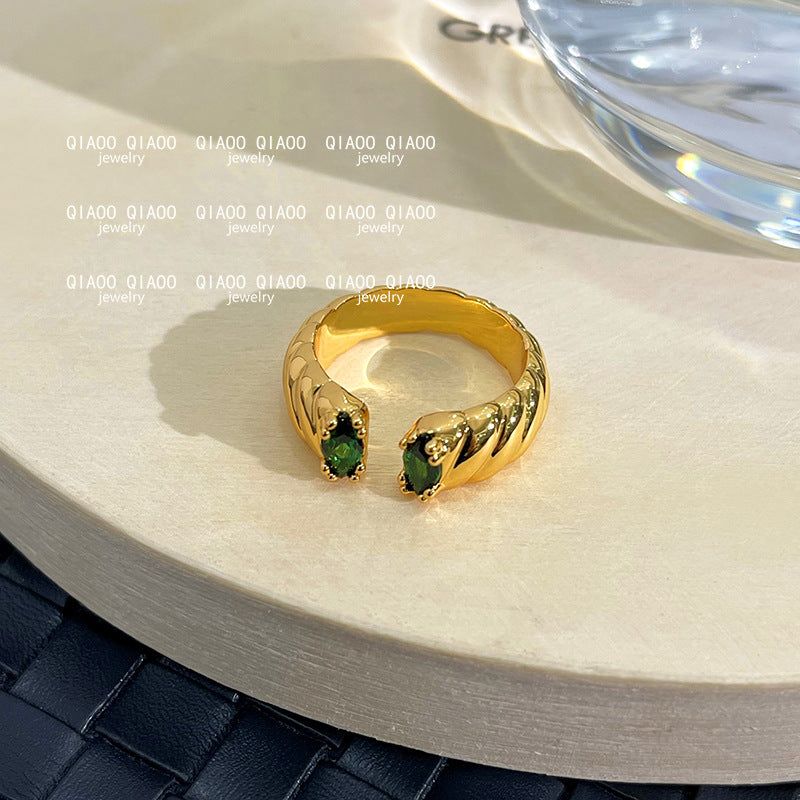 Open Hollow Zircon Butterfly Love Heart-shaped Rings