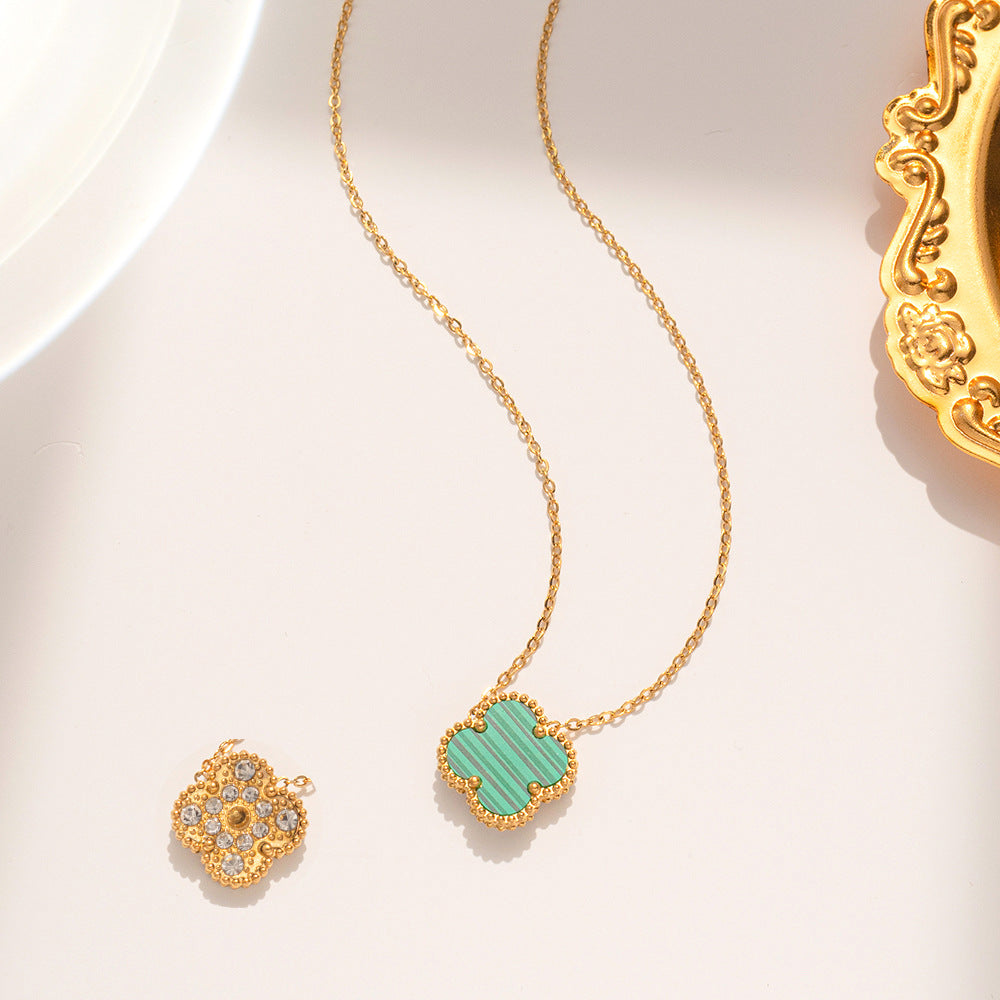 Women's Steel Clover Double-sided Gold Korean Classic Necklaces