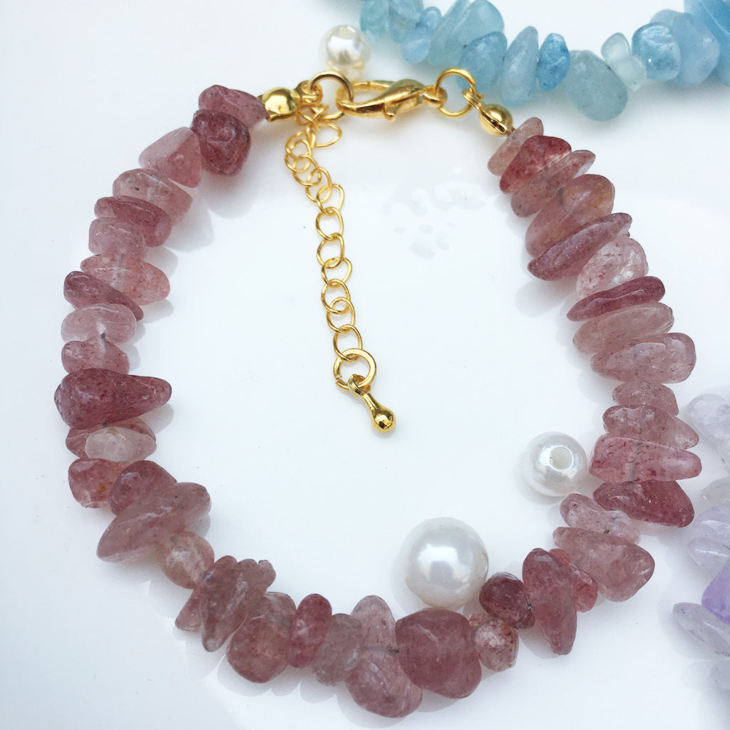 Women's Multiple Colors Fashion Sweet Irregular Gravel Strawberry Bracelets