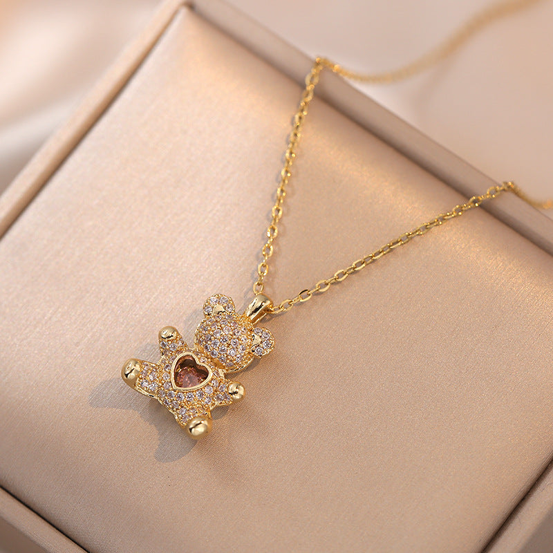 Pink Micro Inlaid Zircon Simple Adjustable Necklaces