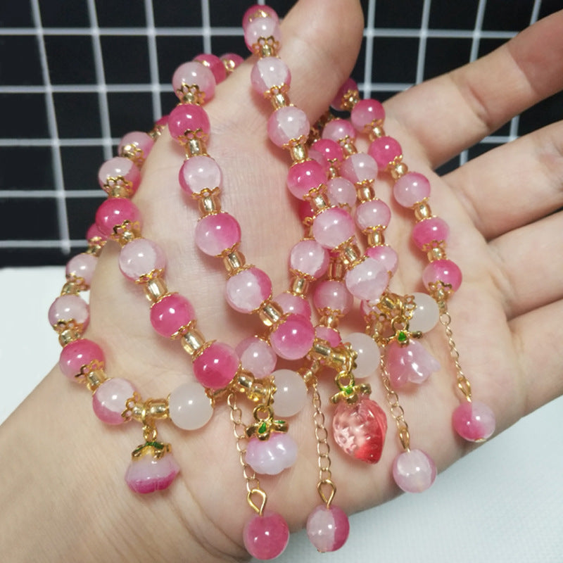 Glazed Gradient Peach Color Ice Crack Bracelets