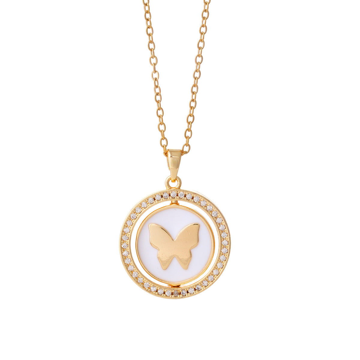 Wind Micro Inlaid Zircon Rotating Elegant Shell Necklaces