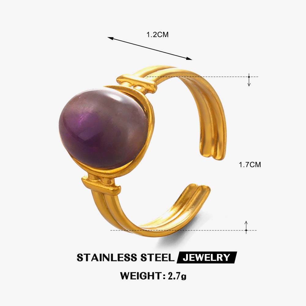 Steel Geometric Ellipse Natural Female French Rings