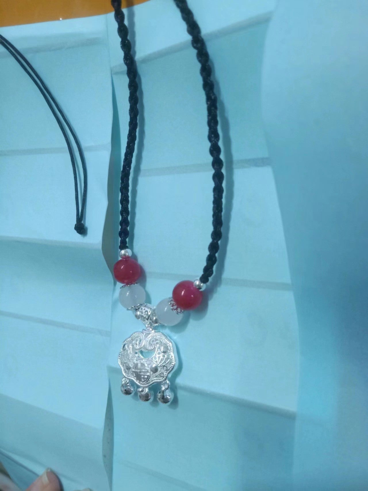 Children's Hollow Safety Lock Woven Handmade Sier Bracelets