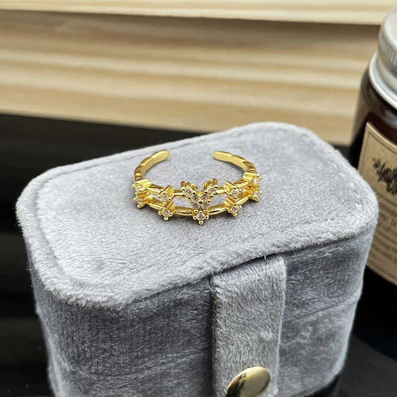 Small French Style Temperament Line Open Female Cold Sweet Rings