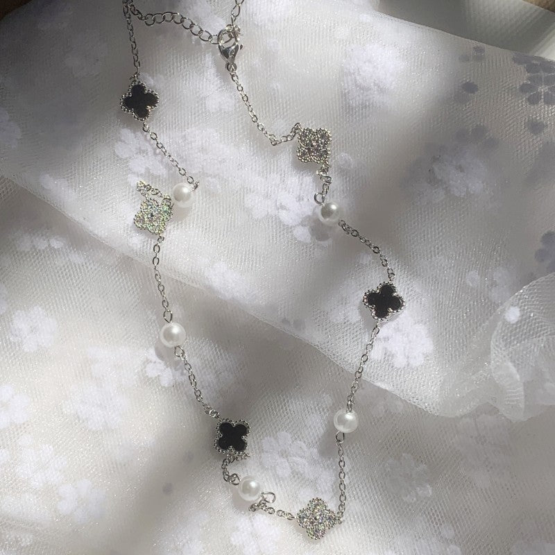 Inlaid Zircon Flower Pearl Light Luxury Temperament Classic Necklaces